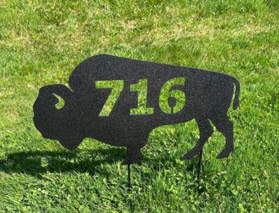 Buffalo Bison Cutout Custom Steel Yard Address Sign