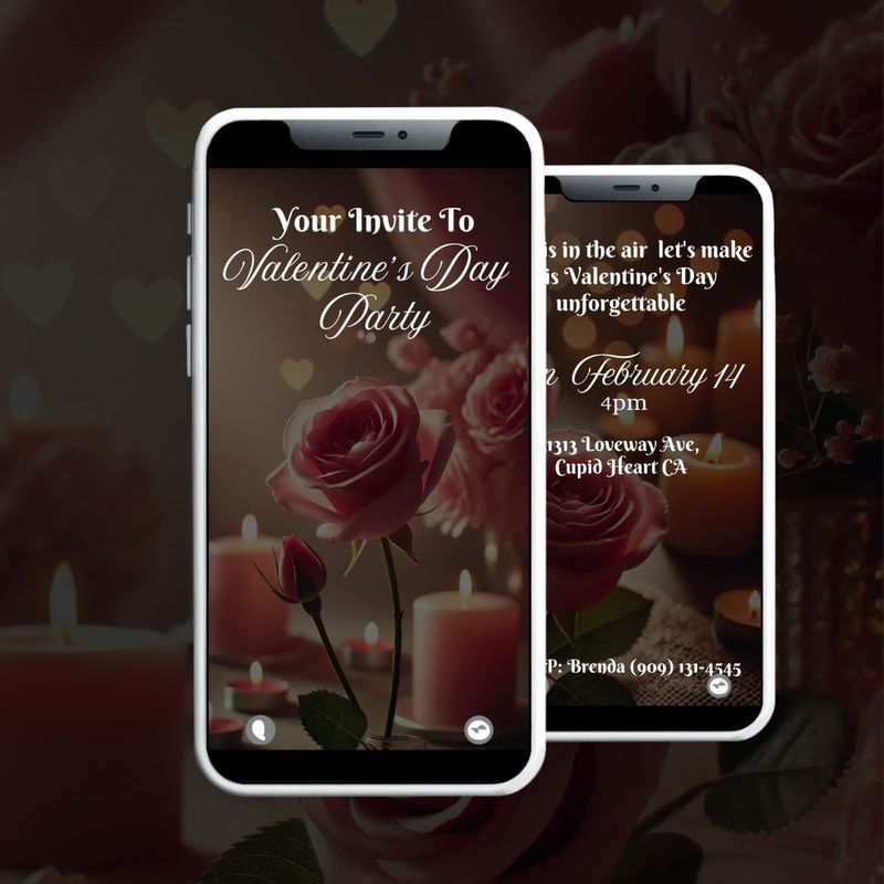 Single Pink Rose Invitation - Video Digital Invitation