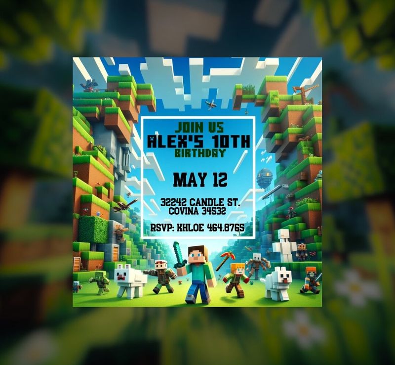 Minecrafter Birthday - Image Invitation Template