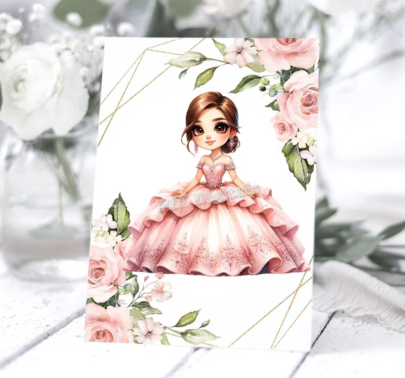 Rosy Pink Princess - 6 Digital Image PNGs / Clipart