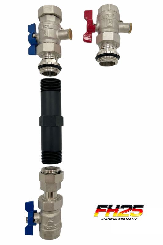 Anschluss-Set für Wärmezähler mit Durchgang