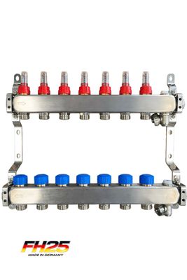 Edelstahl Verteiler inkl. Durchflussanzeigen