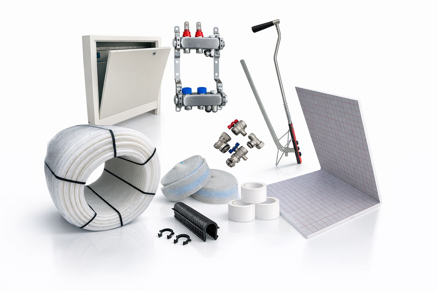 Tackersystem Set 20m² - Komplettset inkl. Verteiler & Schrank Tackersystem Set 20m² - Komplettset inkl. Verteiler & Schrank