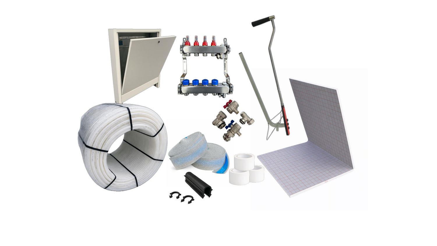 Tackersystem Set 40m² - Komplettset inkl. Verteiler & Schrank