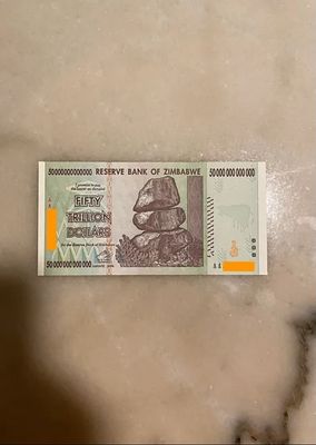 50 Trillion Zimbabwe Bond (ZWL) 2008 AA Black Uv Light Verified Authentic Notes