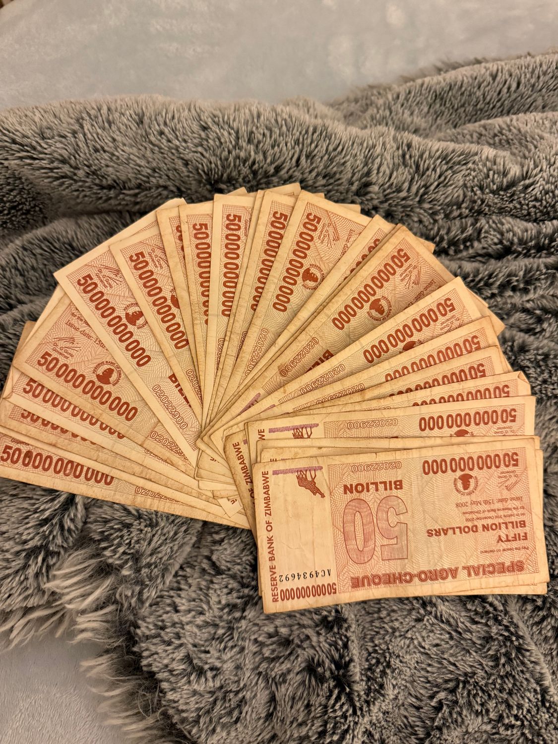 (25) x 50 Billion Zimbabwe Special Agro Cheque (2008yr) Black Light Uv-Verified​ Authentic Notes