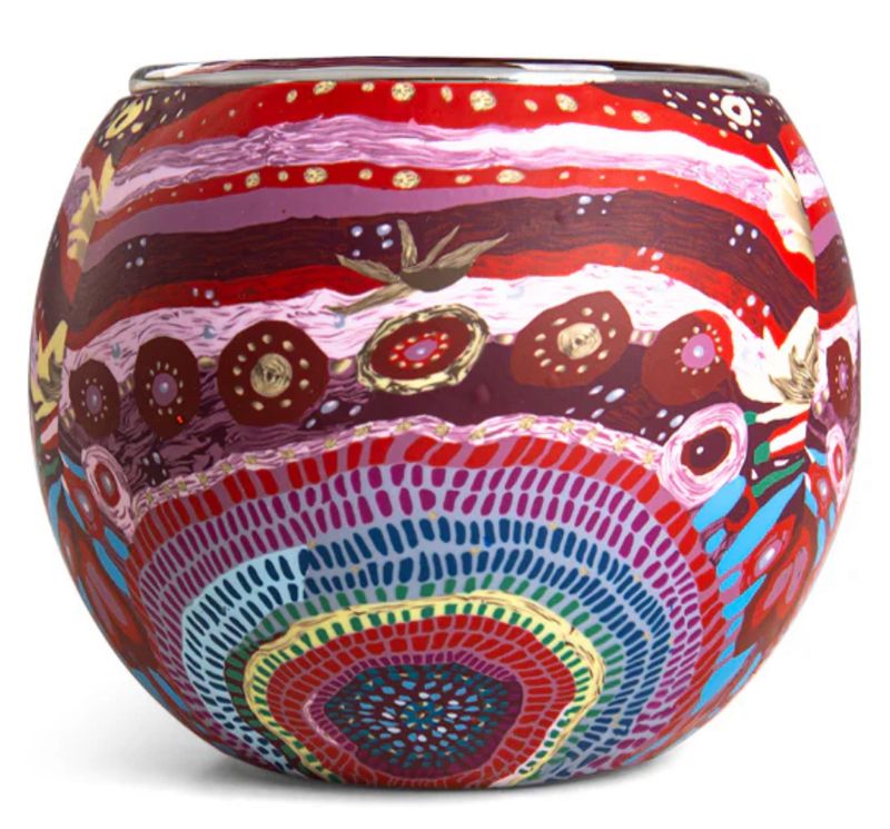Aboriginal Looking Back Tealight Holder Looking Back Art Glass Tealight Holder created with First Nations artist Jacinta-rai
