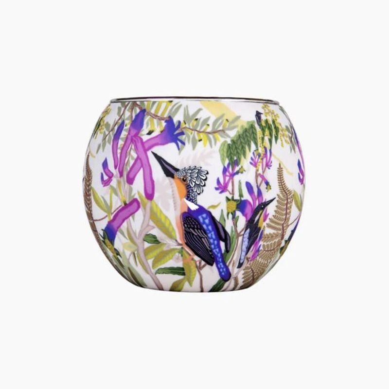 Kangaroo Paw Pinks Australian Wildflowers Kangaroo Paw Pinks Botanicals Art Glass Tealight Holder with Australian native floral design