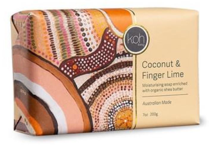 Coconut and Finger Lime Soap with artwork by Jacinta-Rai Ridgeway Maahs