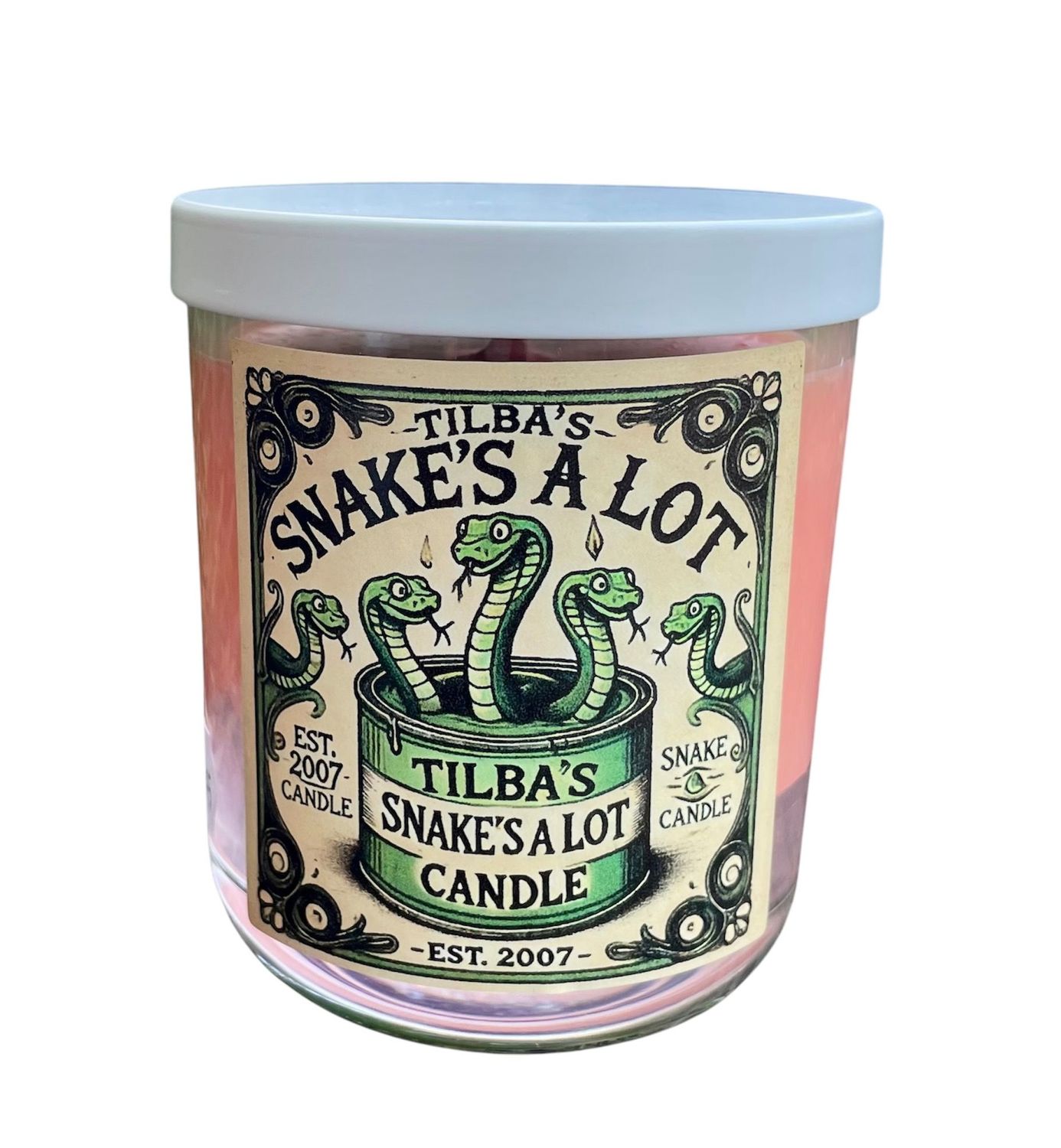 Snakes A Lot soy candle handmade by Passionfish Candles in Central Tilba