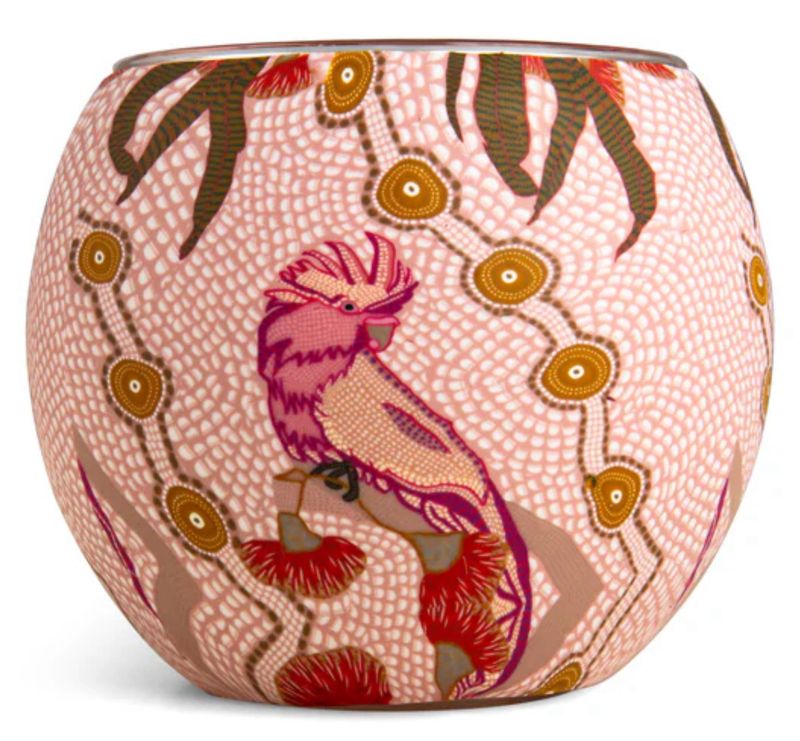 Aboriginal Spirit Being Tealight Holder Spirit Being Art Glass Tealight Holder featuring Aboriginal artwork by Domica Hill
