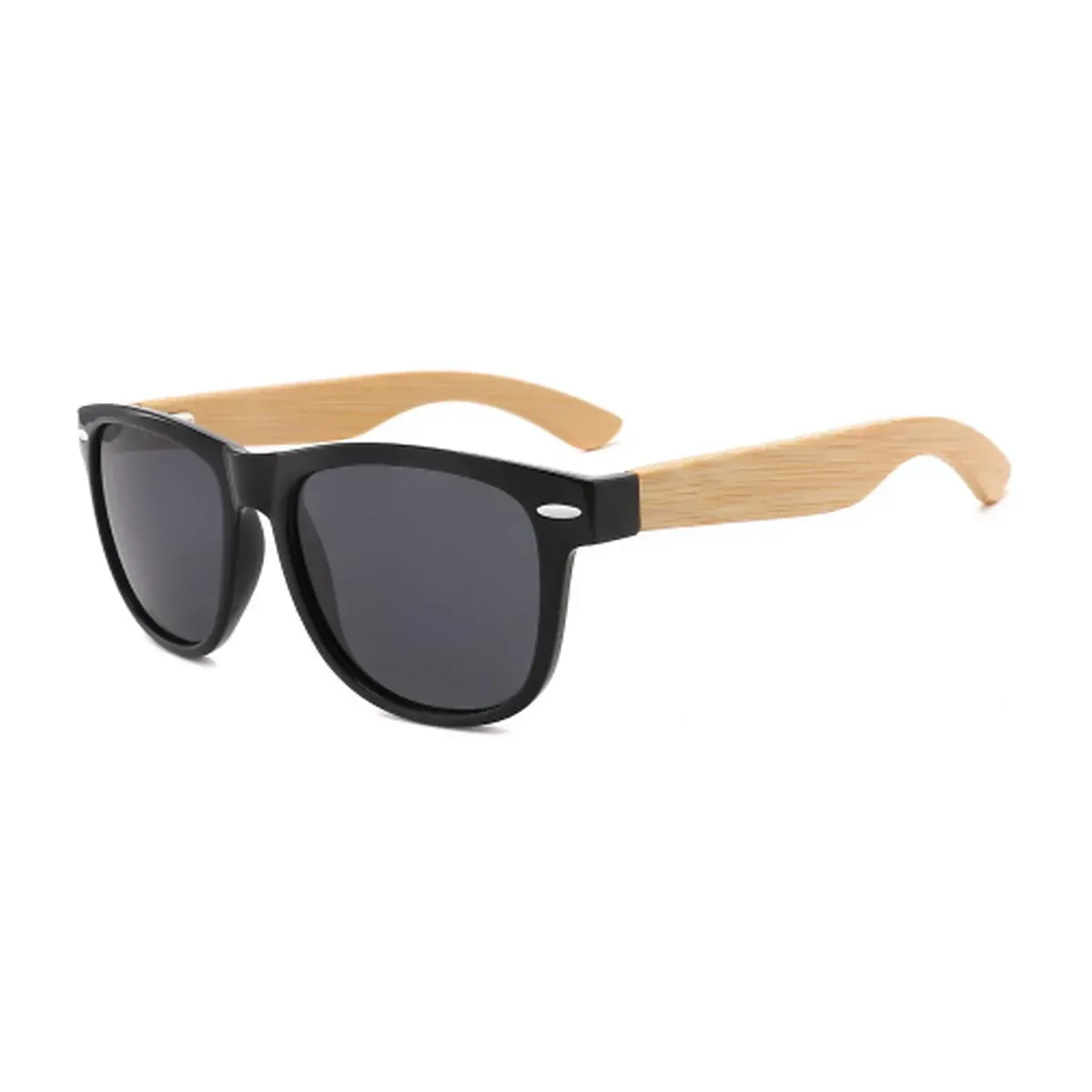 BAM Tilba Black Polarised Bamboo Sunglasses BAM Tilba Black polarised sunglasses with black square frame and bamboo arms