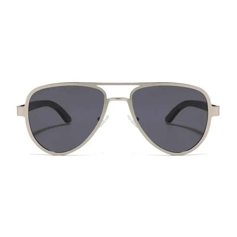 BAM Montague Aviator Polarised Bamboo Sunglasses BAM Montague Aviator polarised sunglasses with silver frame and smoke lenses