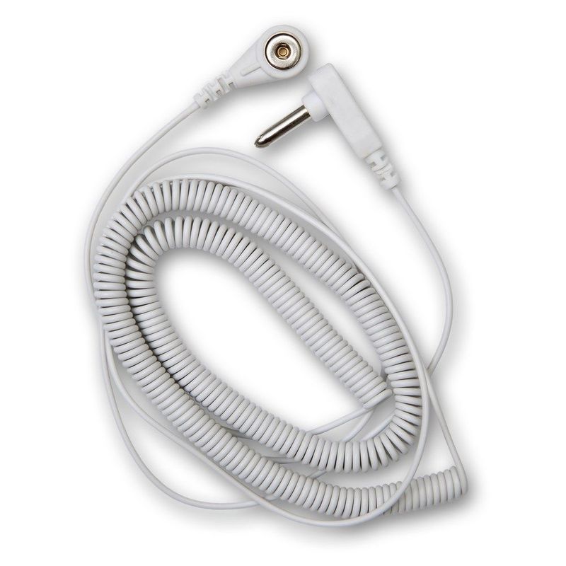 Spiral-​Erdungskabel mit Druckknopf, Länge ca. 4,50m