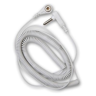 Spiral-​Erdungskabel mit Druckknopf, Länge ca. 4,50m
