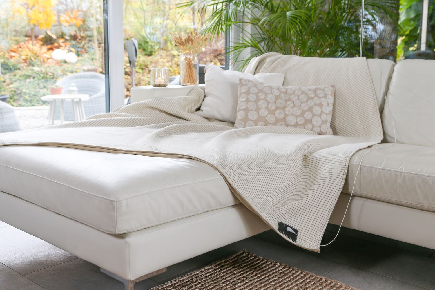 Erdungsprodukt – Decke 160 × 200 cm – Bio-Baumwolle Silber (Weiss-Creme / Beige) Erdungsprodukt – Decke 160 × 200 cm – Bio-Baumwolle Silber (Weiss-Creme / Beige)