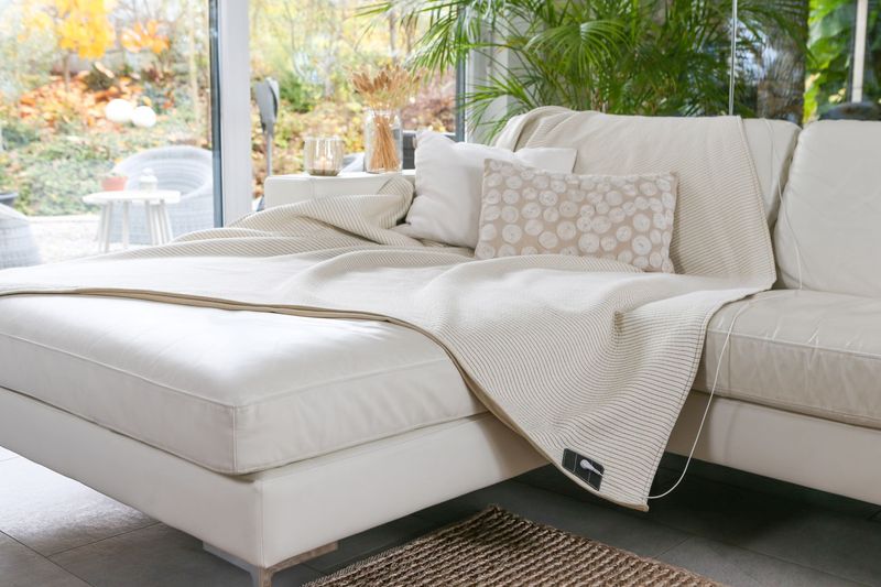 Erdungsprodukt – Decke 160 × 200 cm – Bio-Baumwolle Silber (Weiss-Creme / Beige) Erdungsprodukt – Decke 160 × 200 cm – Bio-Baumwolle Silber (Weiss-Creme / Beige)