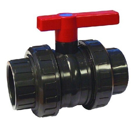 Kulventil med unioner - 63 mm