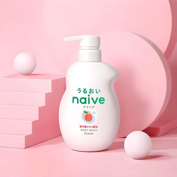 Kracie Naive Body Wash Peach Pump+Refill Limited Set