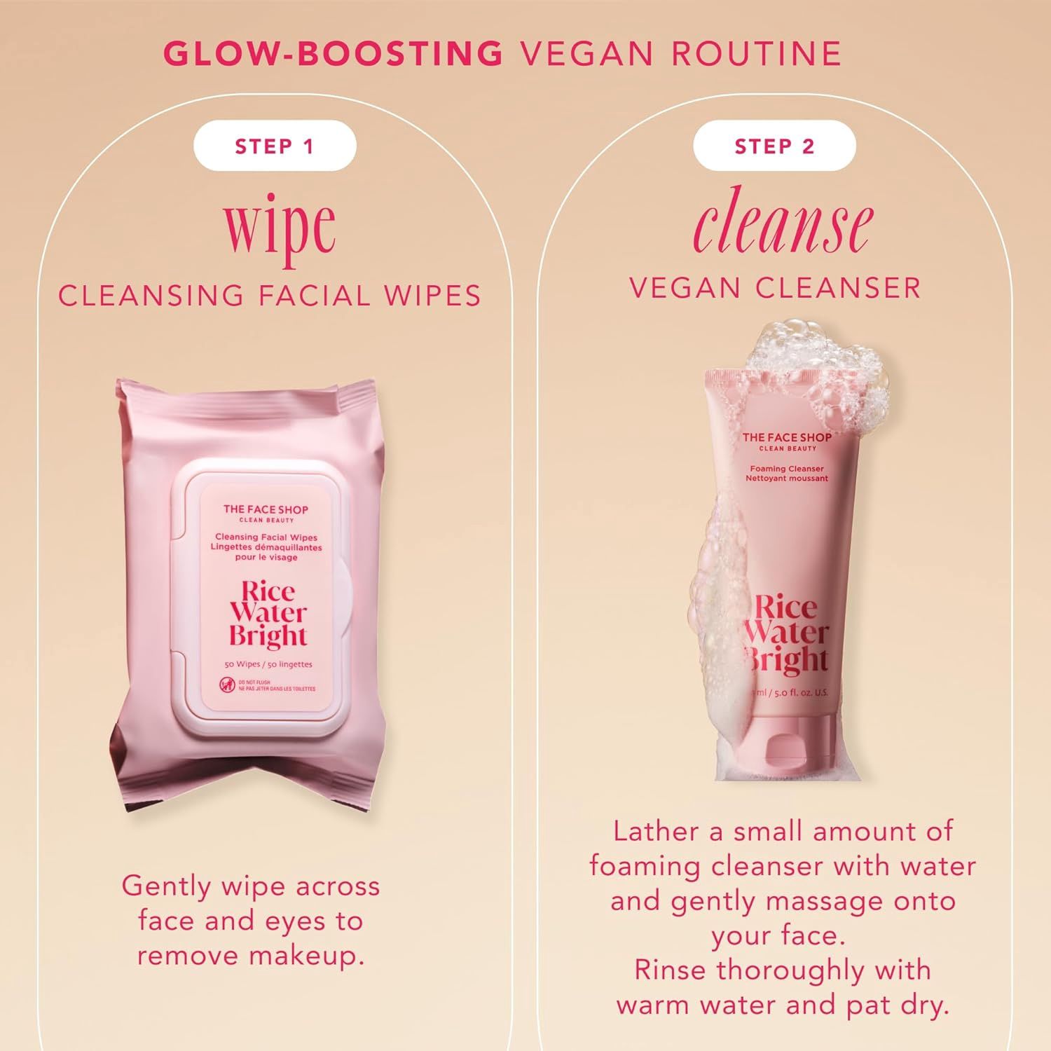The Face Shop Clean Beauty Cleansing Wipes Rice Water Bright 50pcs