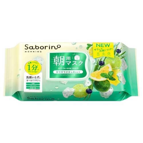 BCL Saborino Morning Facial Mask 28 Sheets (Ice Clear Mint Scent) New Limited