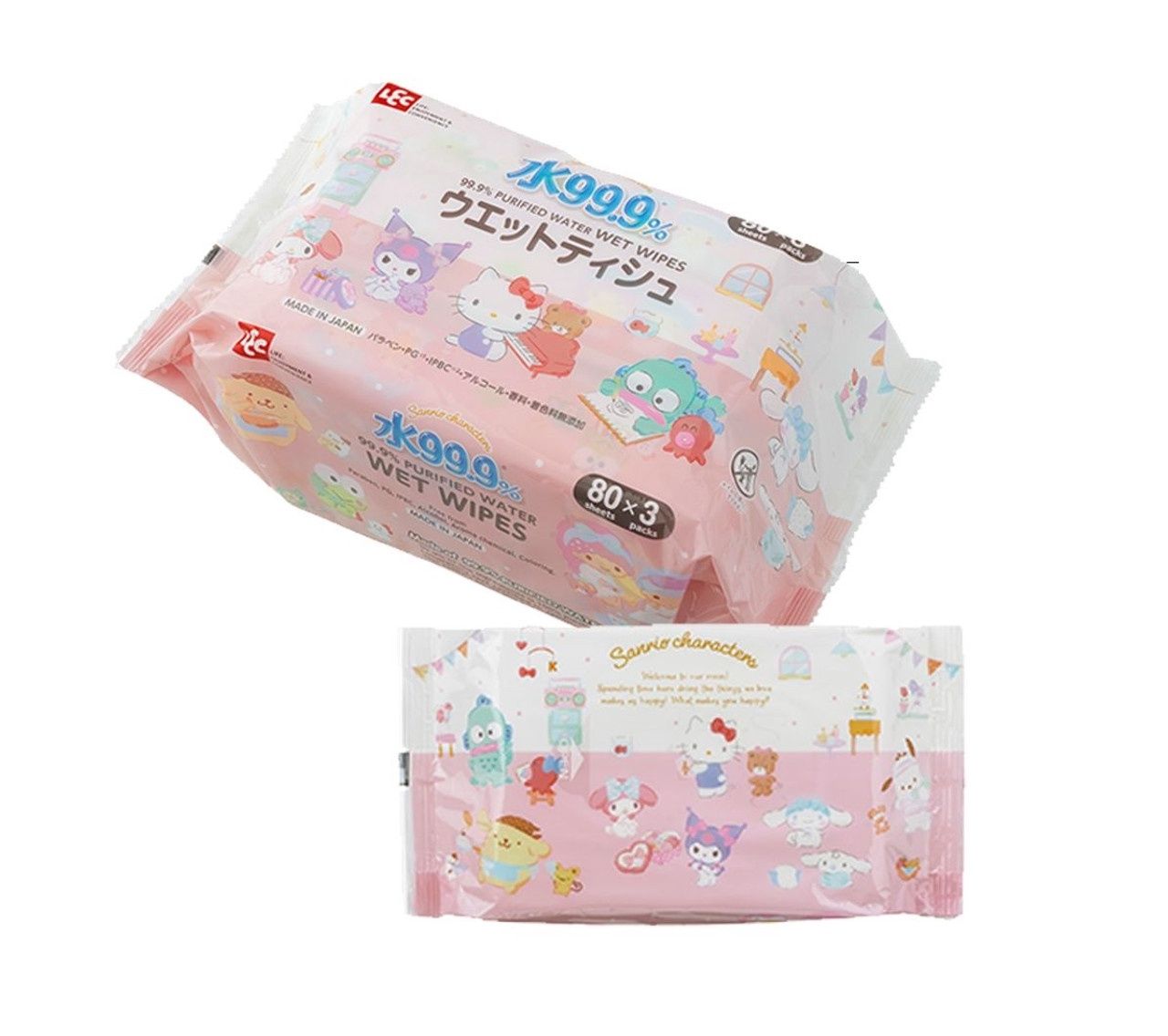 LEC Sanrio Characters Wet Tissue Refill 80 Sheets