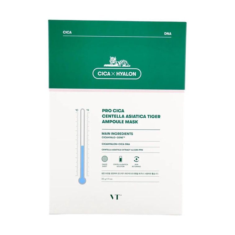 VT Pro Cica Centella Asiatica Tiger Ampoule Mask 5pcs/Box