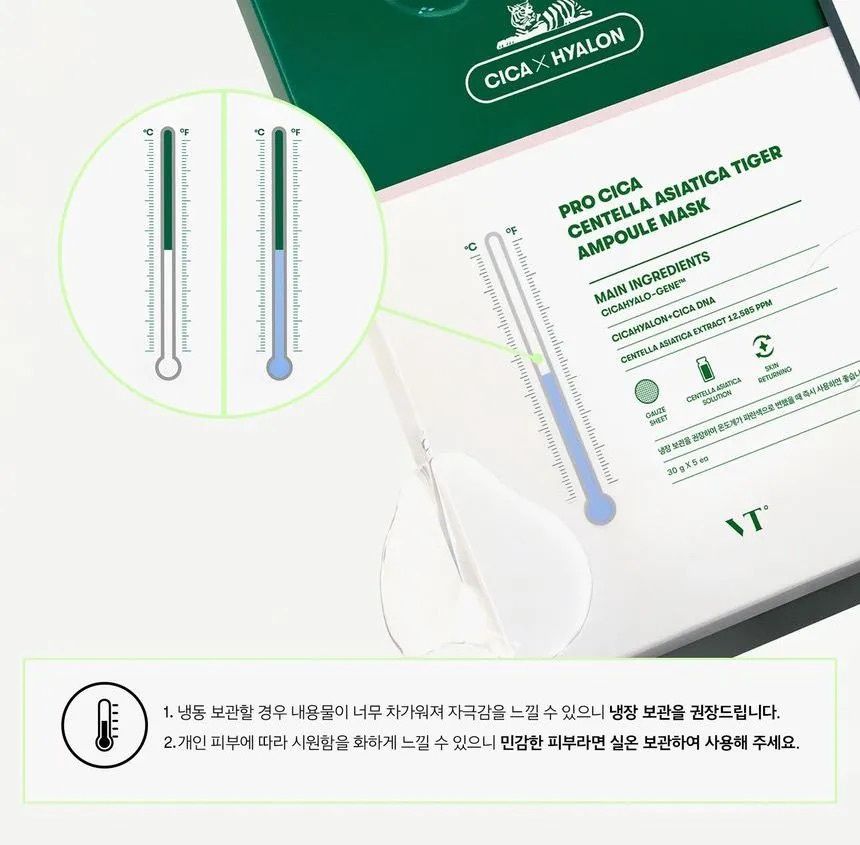VT Cosmetics Pro Cica Centella Asiatica Tiger Ampoule Mask 5pcs/Box