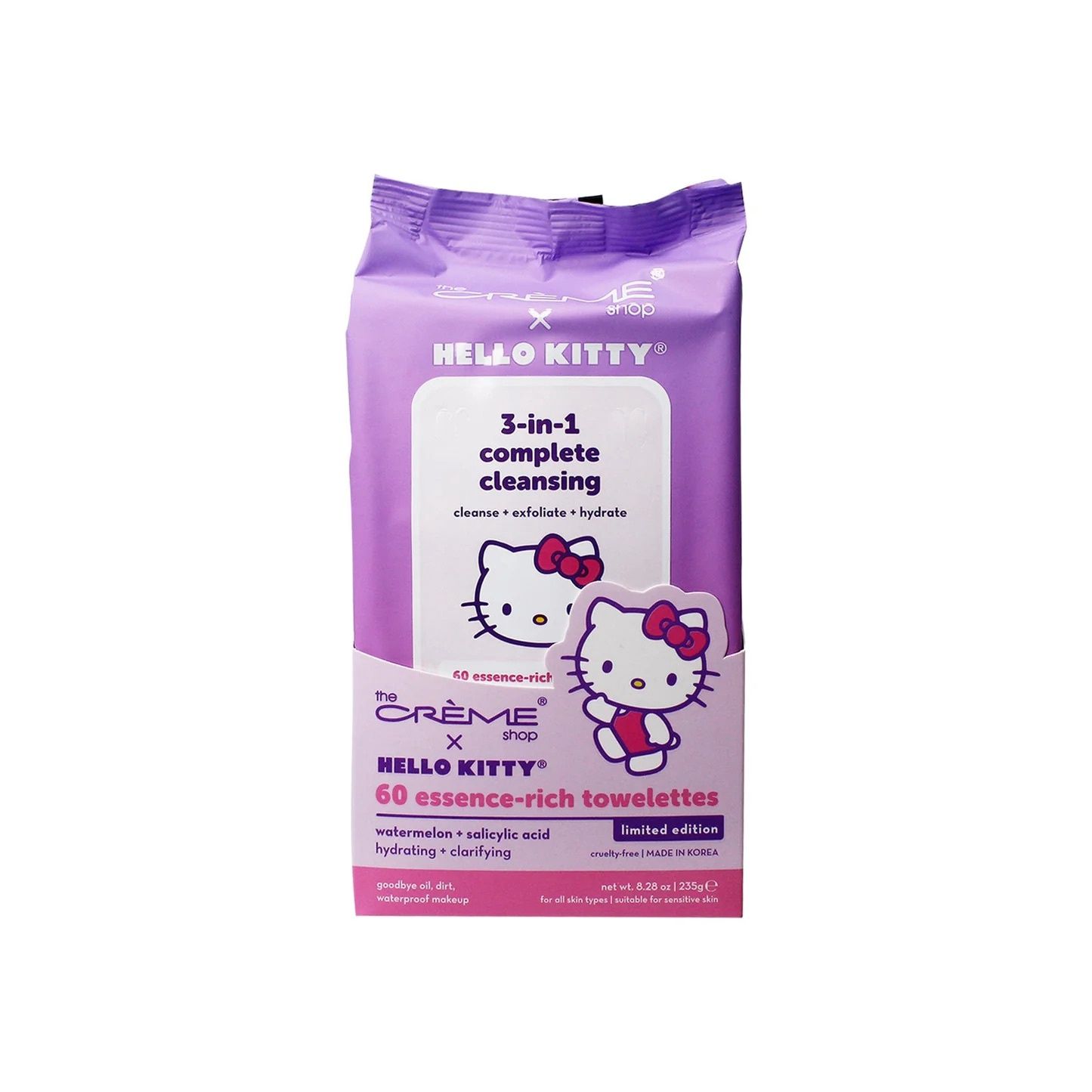 TCS Sanrio Hello Kitty Purple Complete Cleansing Towelettes 60pcs (Watermelon)