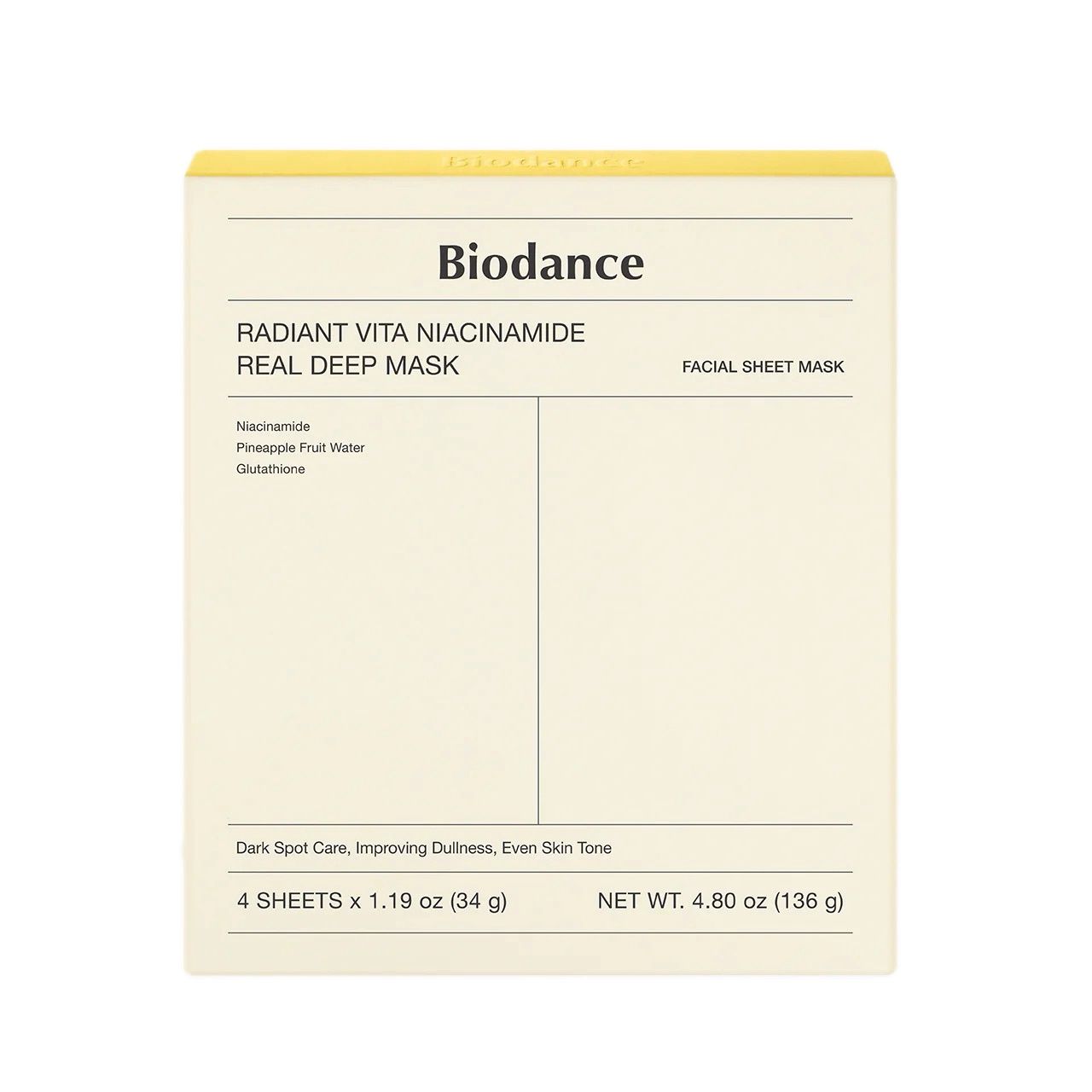 Biodance  Radiant Vita Niacinamide Real Deep Mask 4 Sheets
