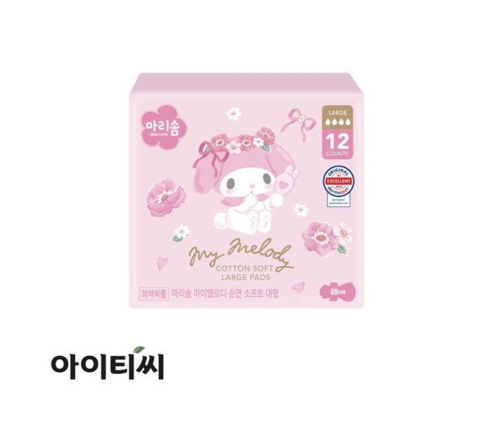 Marisom My Melody Cotton Soft Large Sanitary Napkin 12pcs