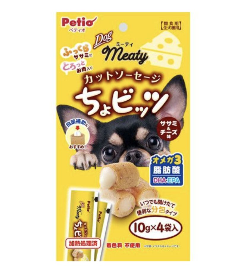 Petio Meaty Cut Sausage Chobits Fillet &amp; Cheese Flavor 10g x 4 bags