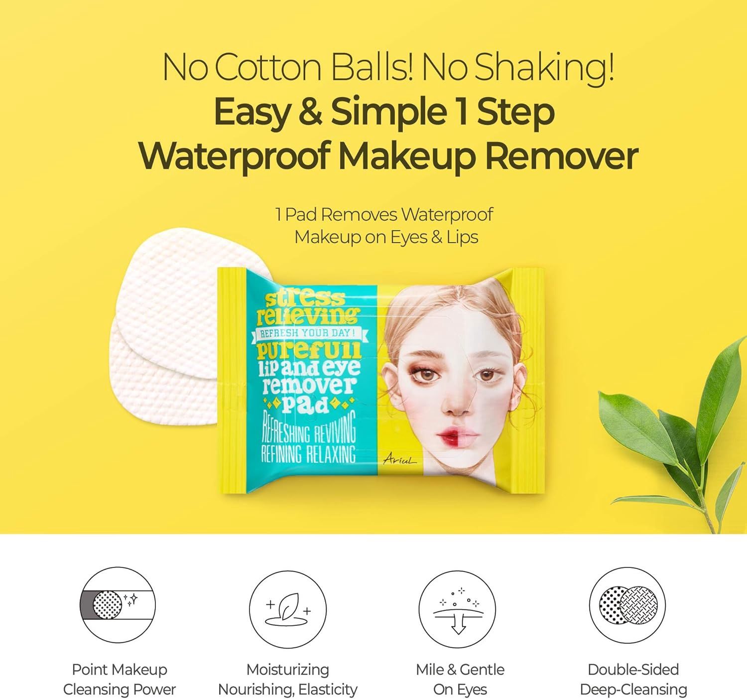 Ariul Stress Relieving Purefull Lip and Eye Remover Pad 30 Pads (Travel Size)