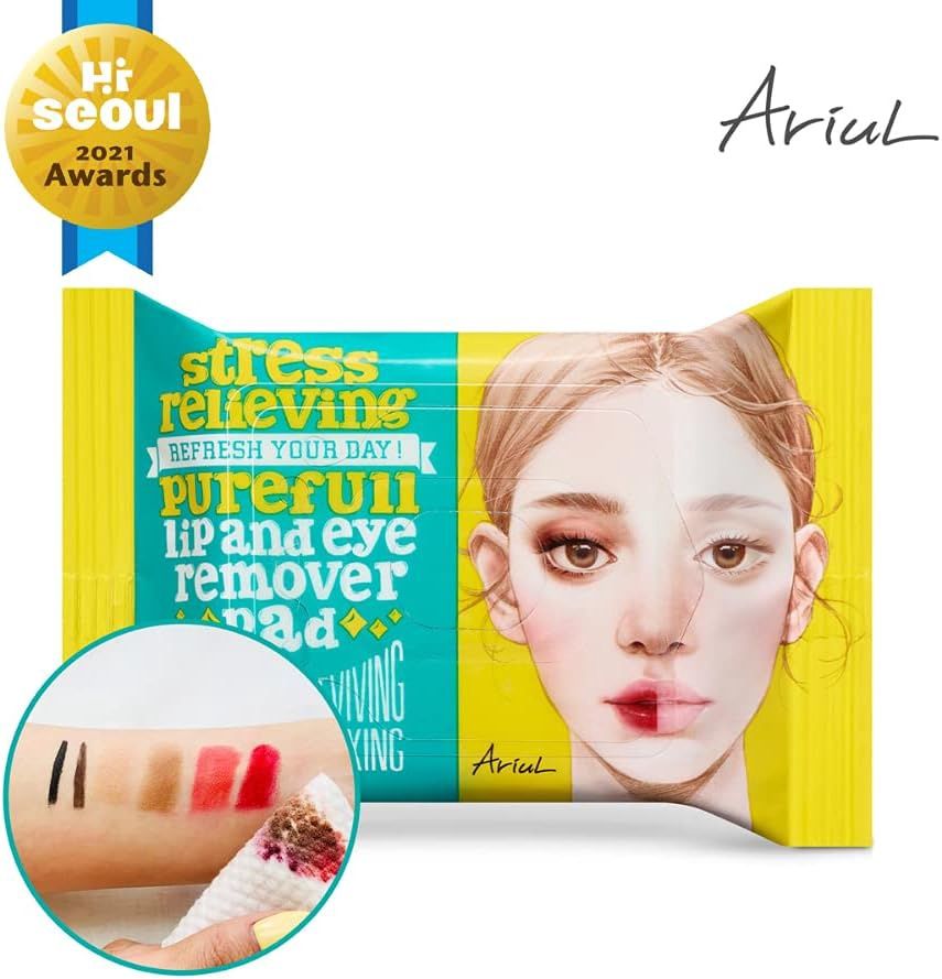 Ariul Stress Relieving Purefull Lip and Eye Remover Pad 30 Pads (Travel Size)
