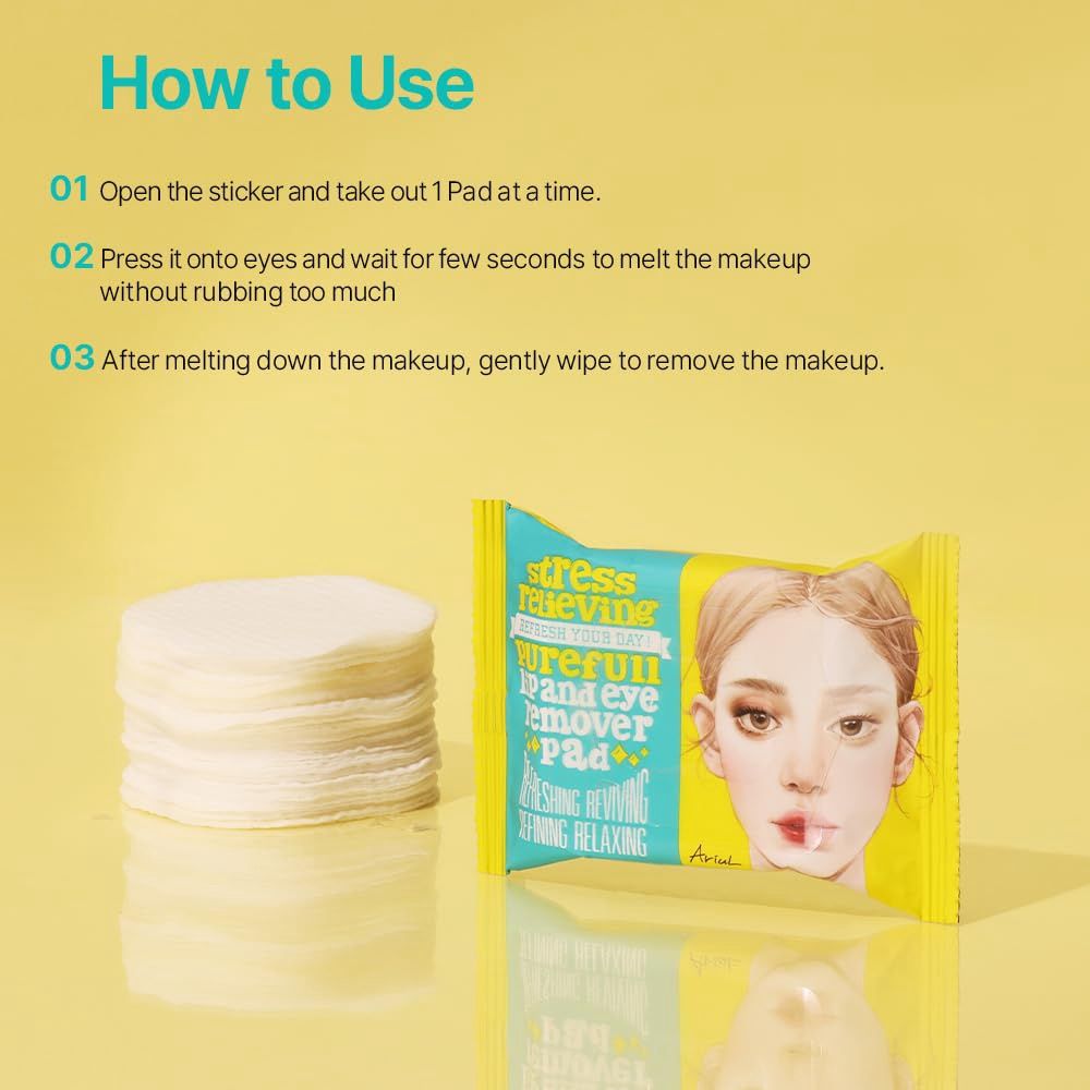 Ariul Stress Relieving Purefull Lip and Eye Remover Pad 30 Pads (Travel Size)