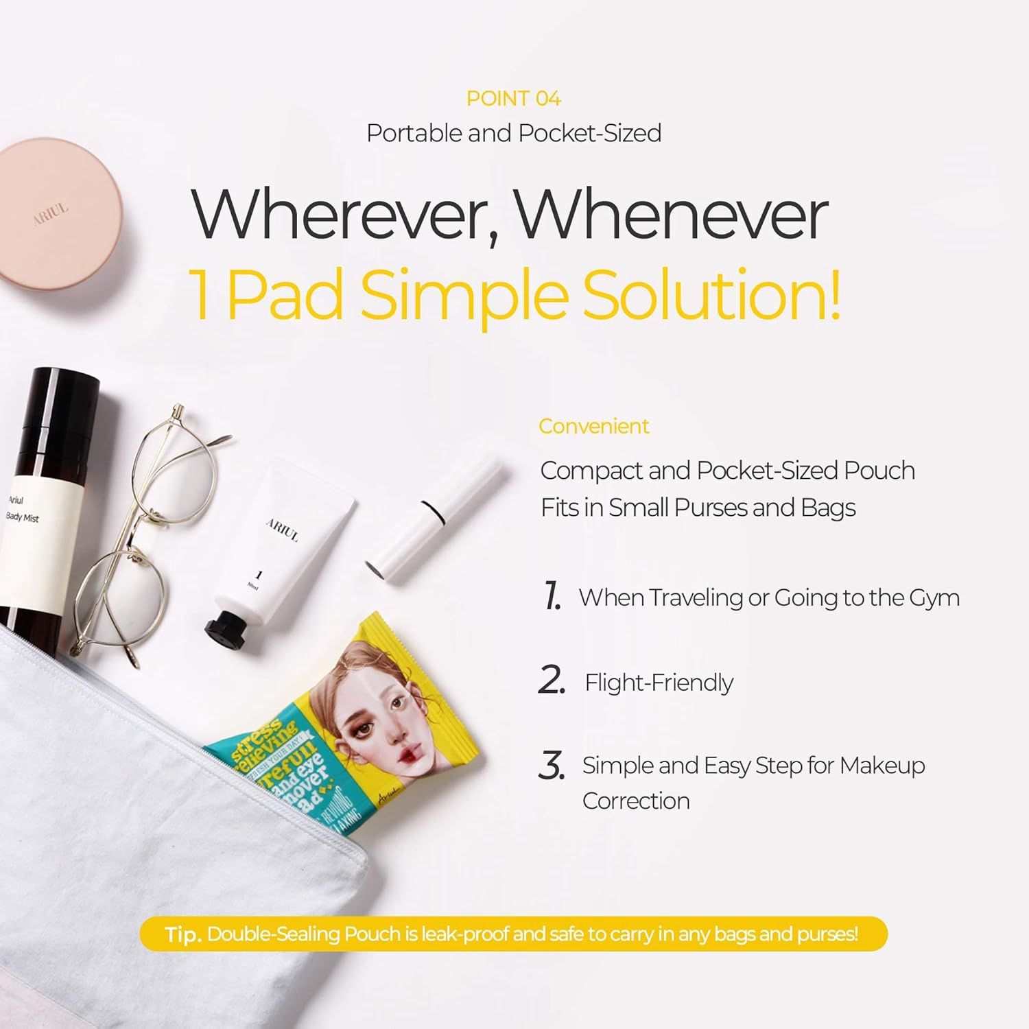 Ariul Stress Relieving Purefull Lip and Eye Remover Pad 30 Pads (Travel Size)