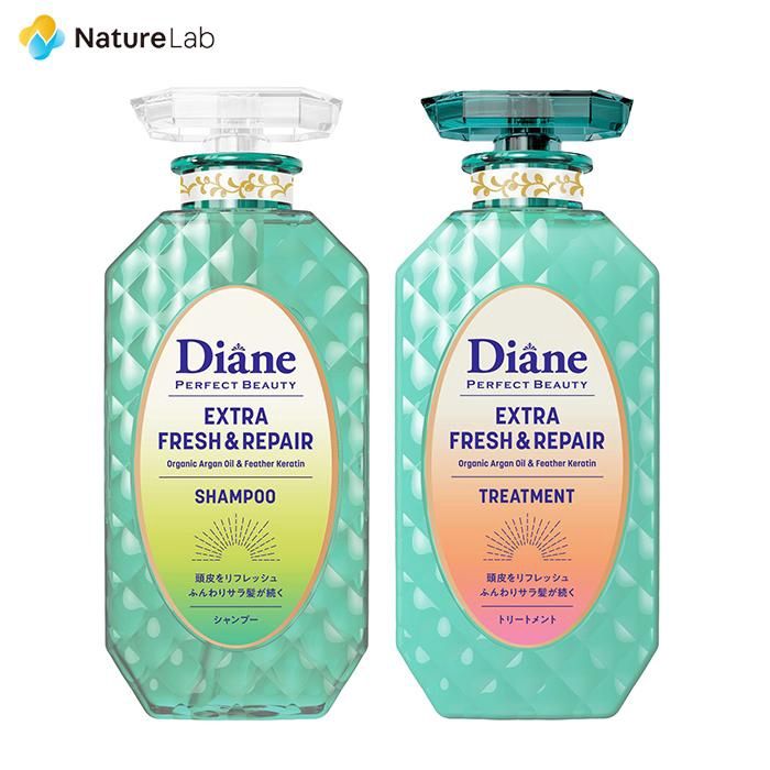Moist Diane Perfect Beauty Extra Fresh &amp; Repair Shampoo &amp; Treatment Set -Grapefruit &amp; Peppermint Scent  450ml*2 (Limited)