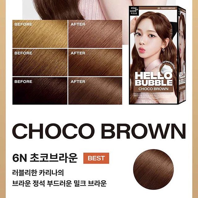 Mise En Scene Hello Bubble Hair Foam Color #6N Choco Brown