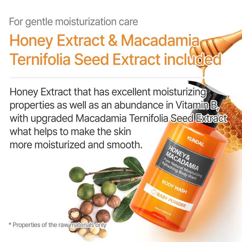 Kundal Honey &amp; Macadamia Pure Body Wash - Baby Powder 500ml