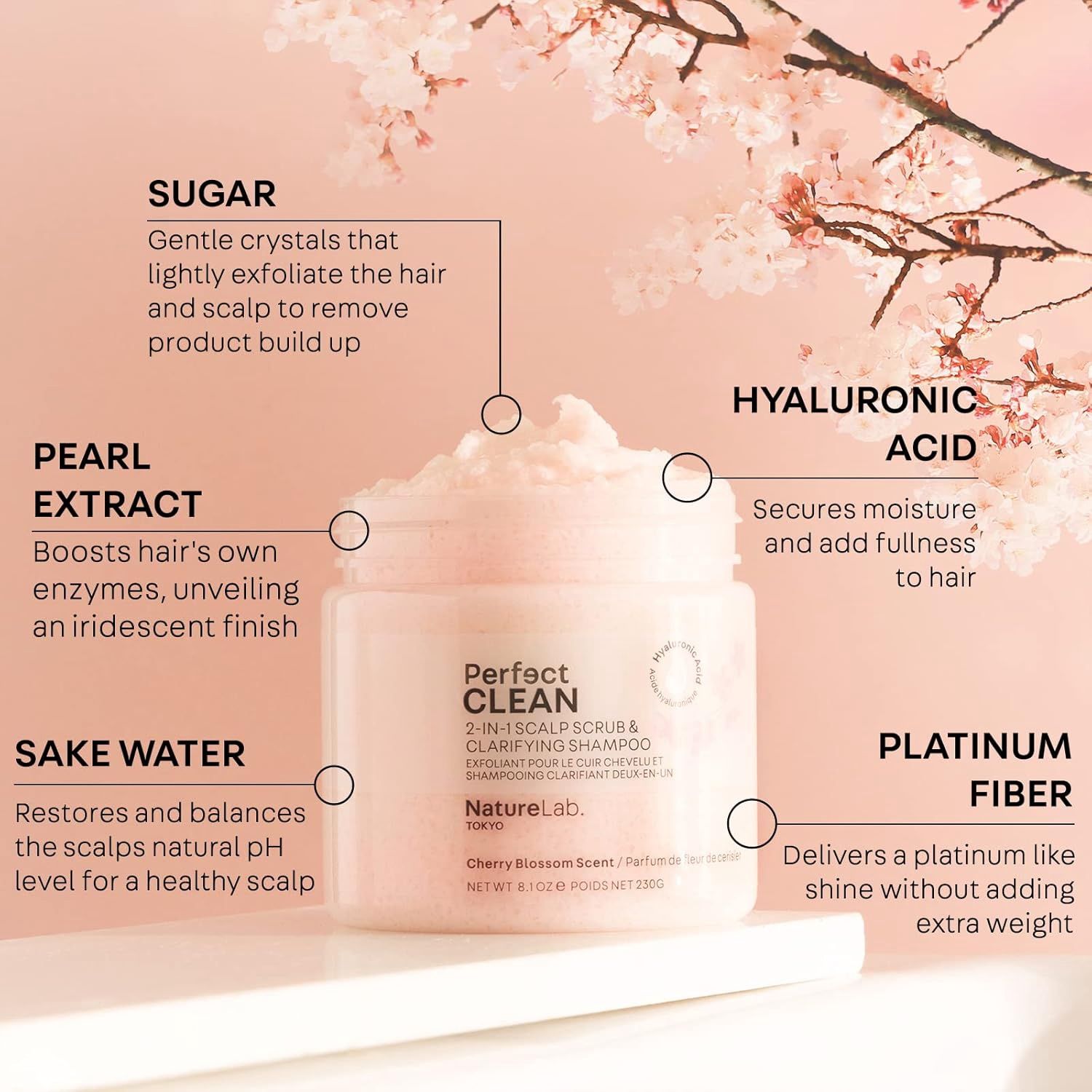 NatureLab.Tokyo Perfect Shine Clarifying Scalp Scrub - Sakura 230ml