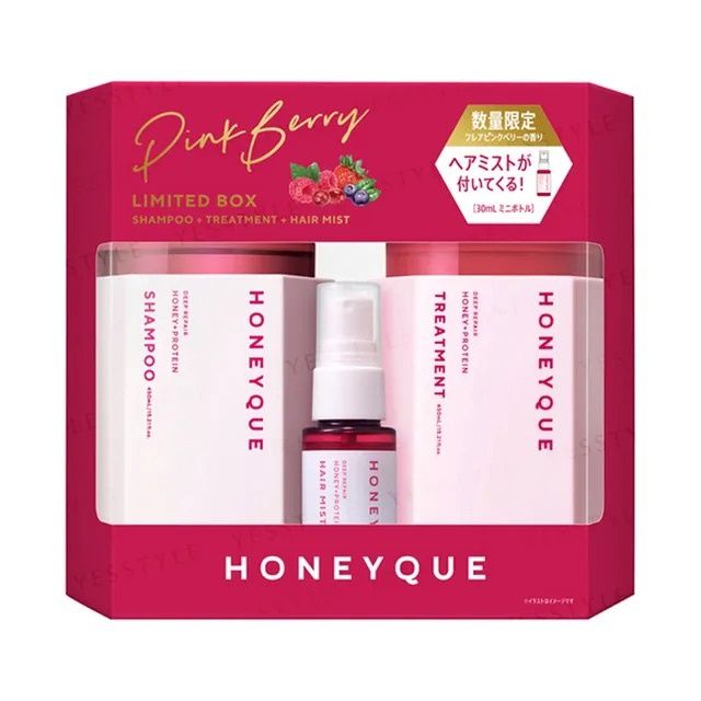 Honeyque Deep Repair Shampoo &amp;Treatment &amp; Hair Mist Set - Pink Berry (Limited)