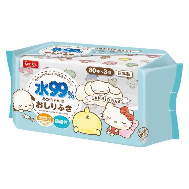 LEC Sanrio New Characters Wet Tissue Refill 80 Sheets x3
