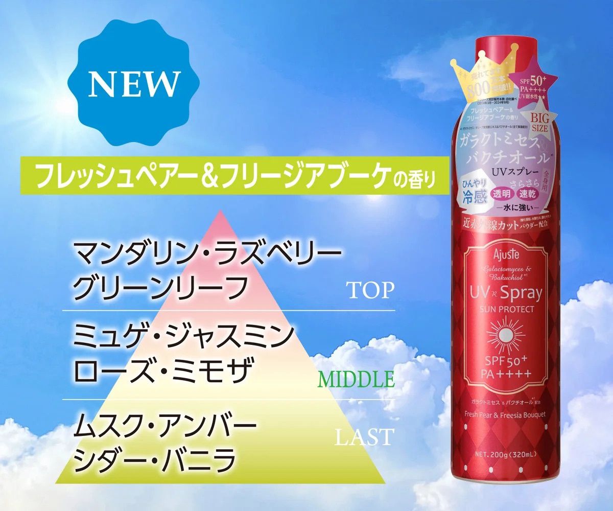 Ajuste GA&amp;BA Transparent Quick-Drying Cool Sun Spray - Fresh Pear and Freesia Fragrance SPF50+ PA++++ 200ml