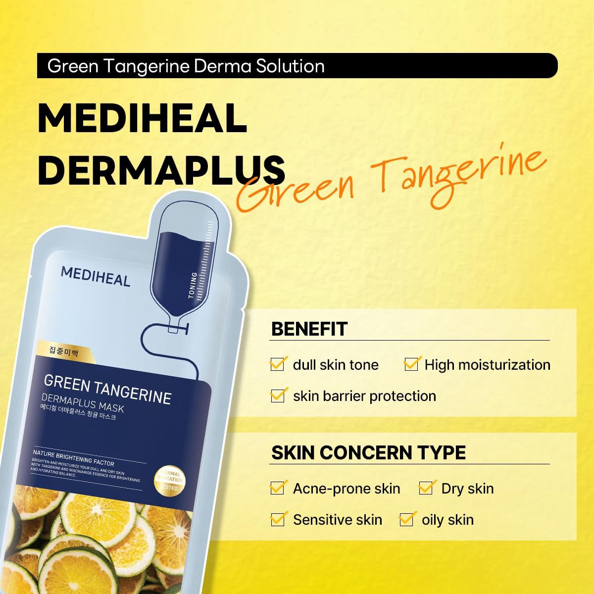 Mediheal Dermaplus Mask - Green Tangerine 10pcs/Box