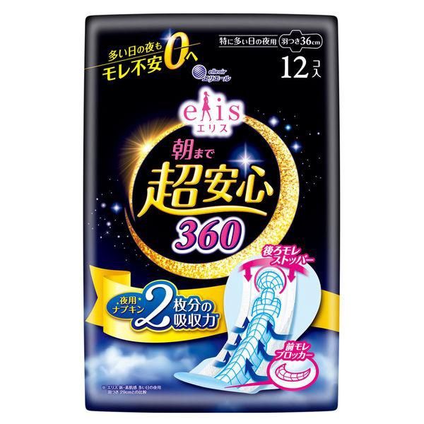 Elis Asamade Cyouanshin Sanitary Napkin Heavy Day Overnight 360 W/Wing 12P