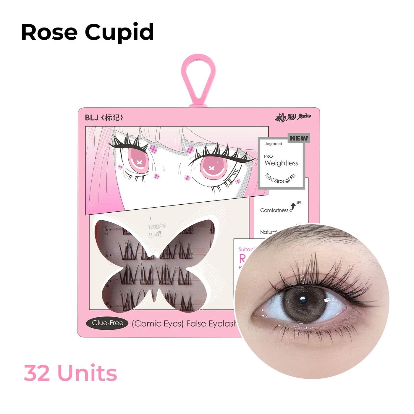 BLJ Comic Eyes Glue-free False Eyelashes HD01 Rose Cupid