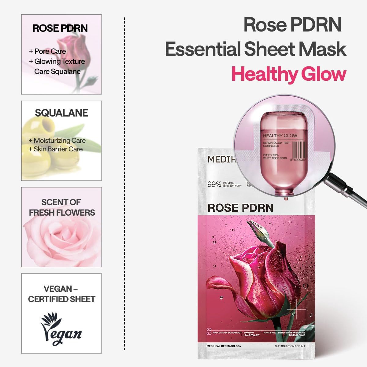 Mediheal Rose PDRN Essential Mask + Healthy Glow 10pcs/Box