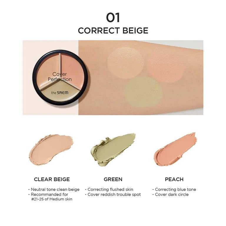 The Saem Perfection Triple Pot Concealer #01 Correct Beige