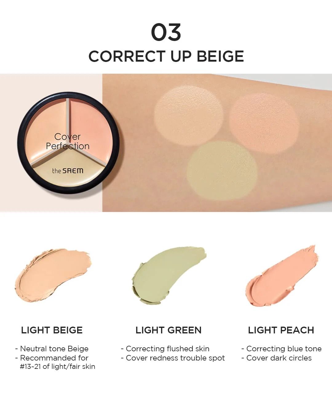 The Saem Perfection Triple Pot Concealer #03 Correct Up Beige