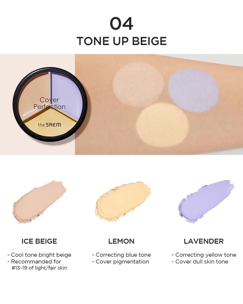 The Saem Perfection Triple Pot Concealer #04 Tone Up Beige